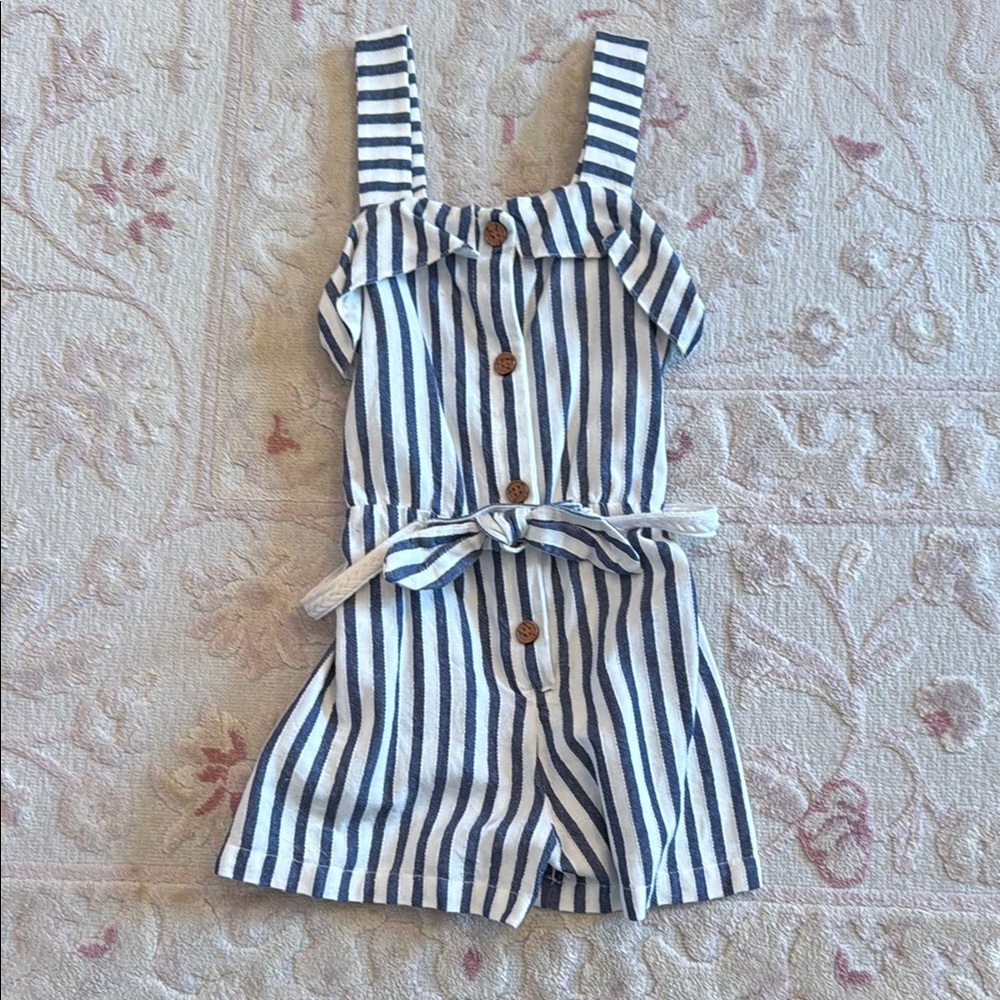 Striped Blue and White Kids Romper